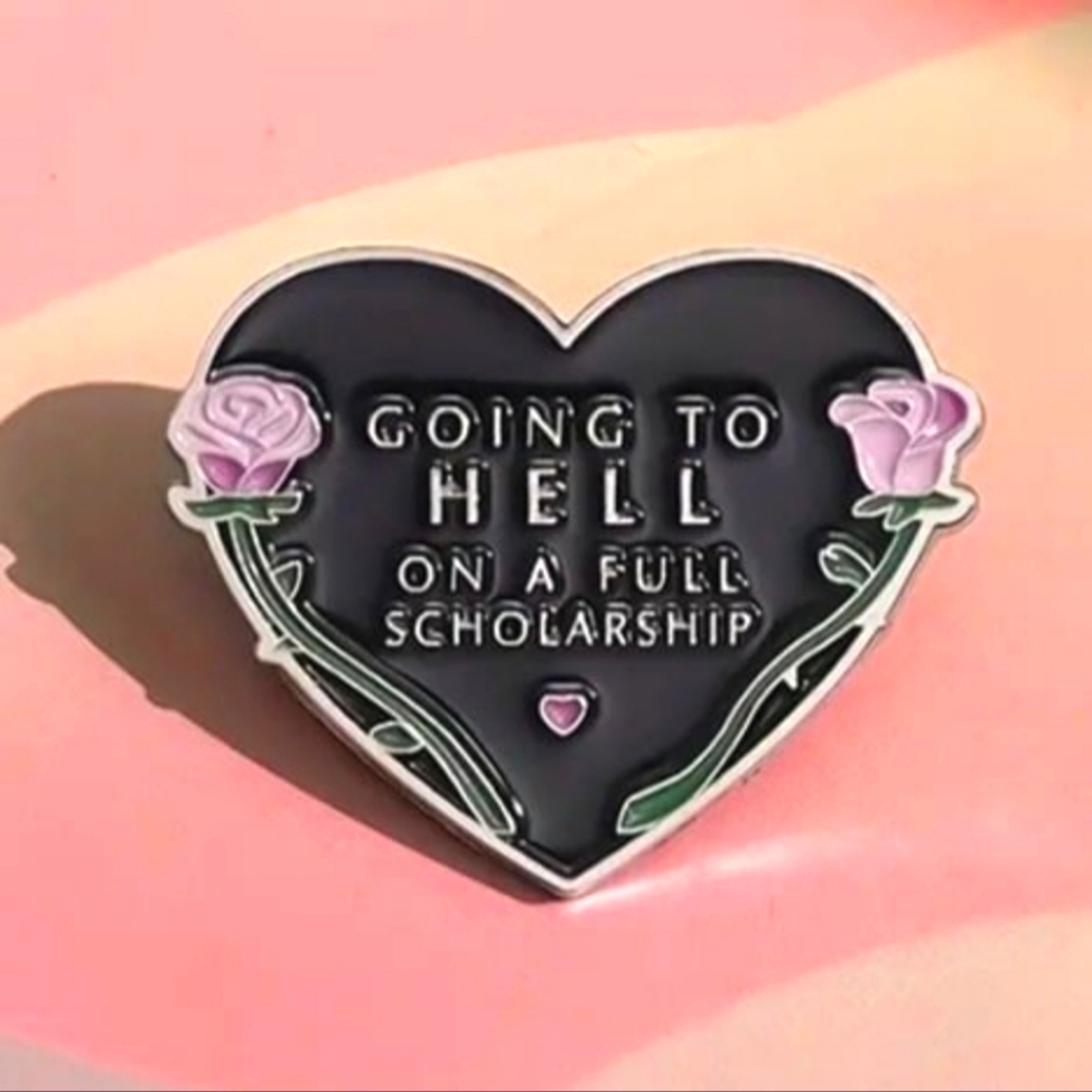Heart-Shaped Enamel Pin with Roses